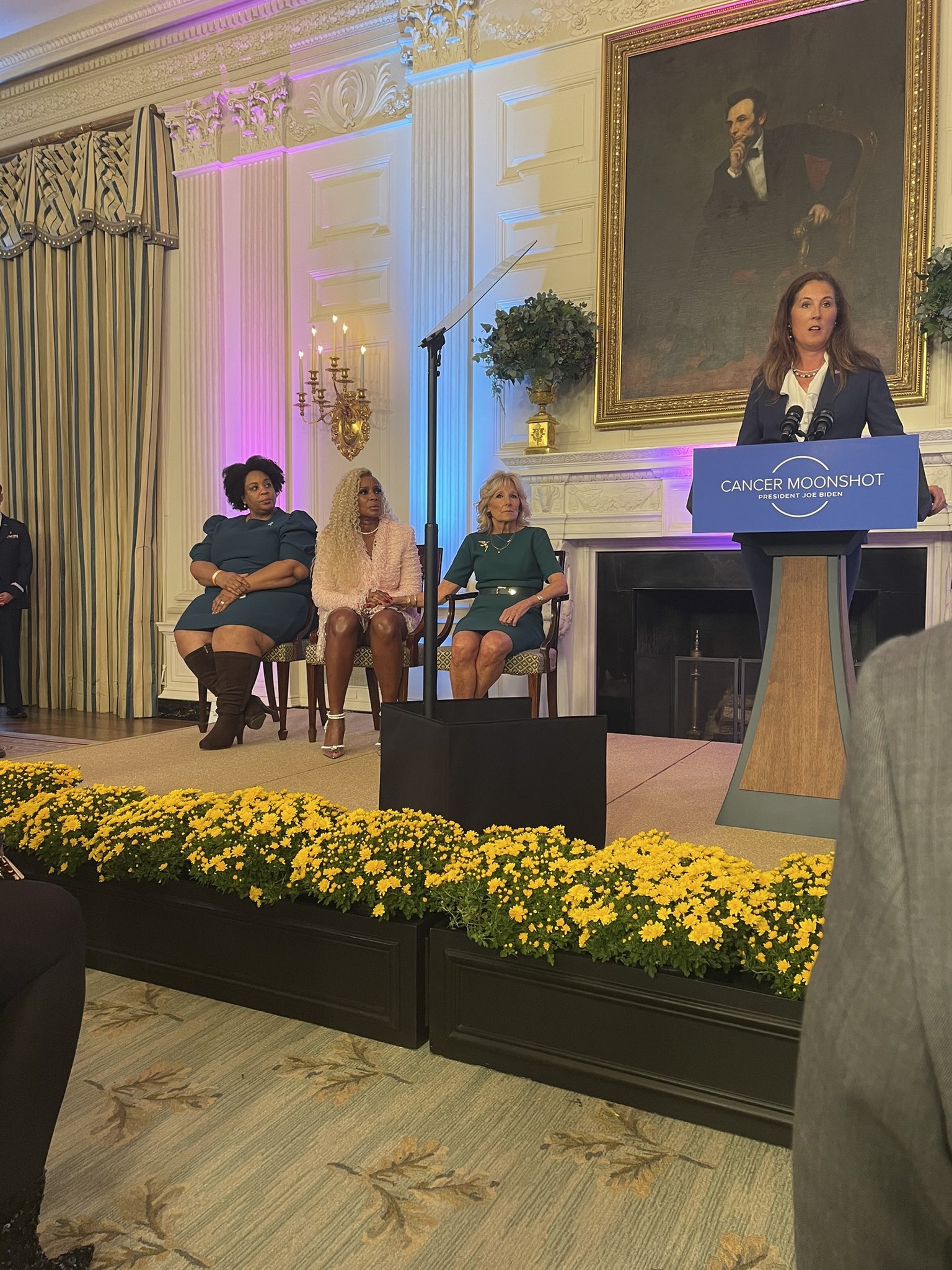 ACS CAN CEO Dr. Karen Knudsen speaking at Dr. Jill Biden's Cancer Moonshot event in October 2022