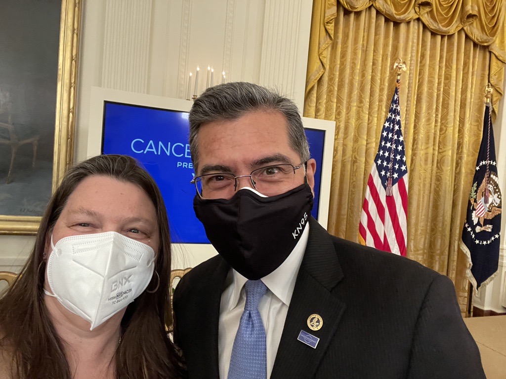 ACS CAN President Lisa Lacasse and Department of Health and Human Services Secretary Xavier Becerra