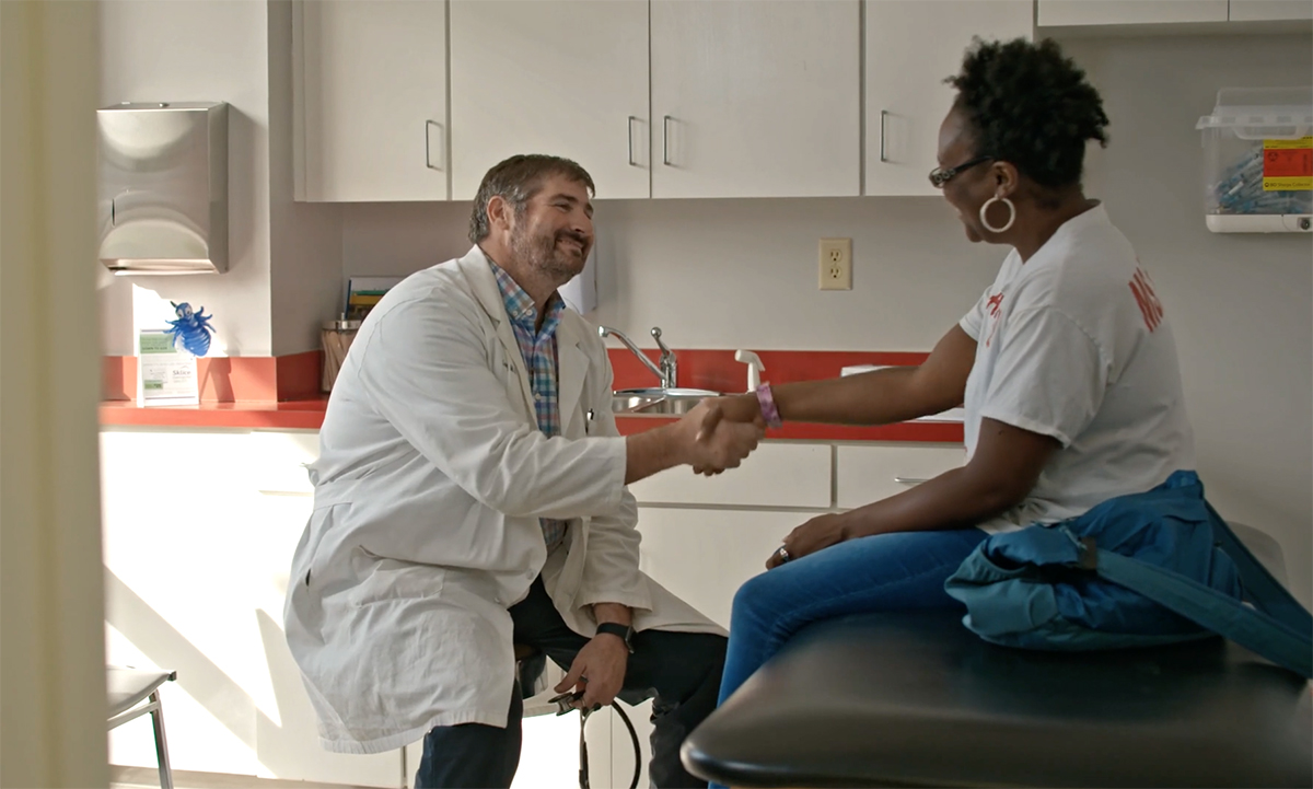 A Doctor and patient in the examination room