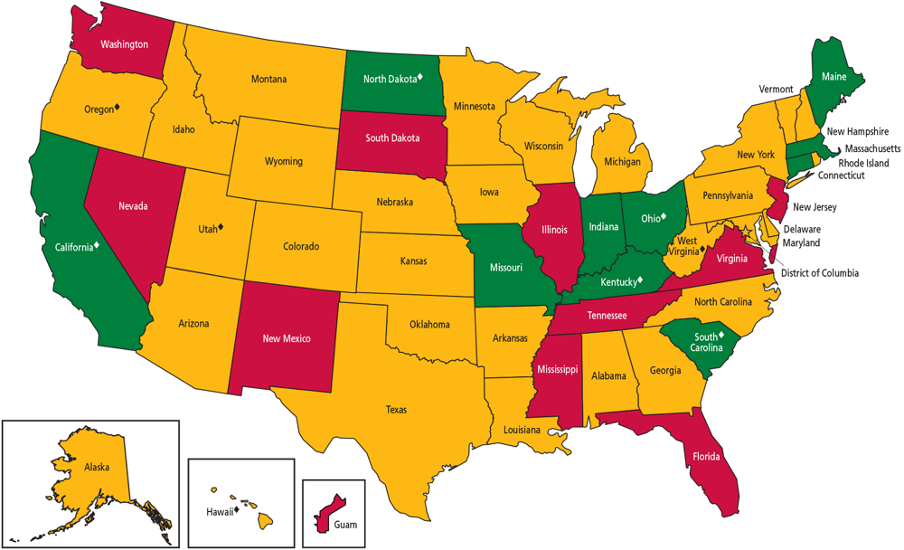 Image of a United States Map Detailing Medicaid Coverage of Tobacco Cessation Treatments (Traditional Medicaid) Image of a United States Map Detailing Medicaid Coverage of Tobacco Cessation Treatments (Traditional Medicaid)
