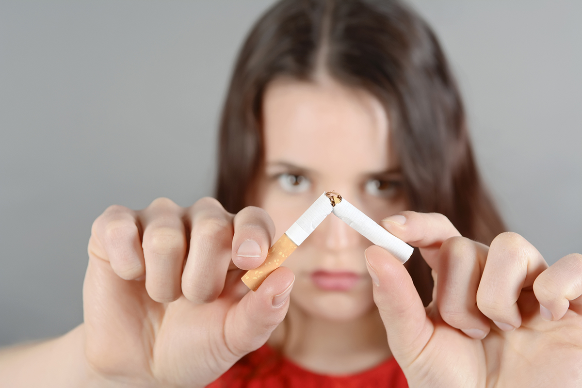 Photo of a woman smoking