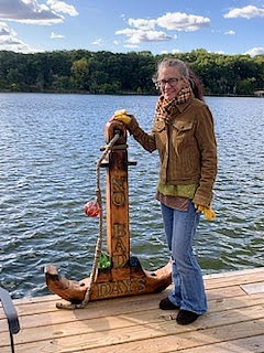 volunteer ali in on a dock