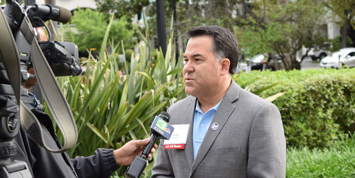 Volunteer being interviewed for local television