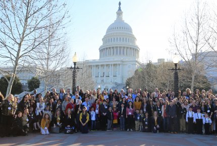 Childhood cancer advocates gather at the Capitol.