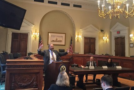 Dr Otis Brawley speaking on Capitol Hill at the Facts & Figures Report briefing.