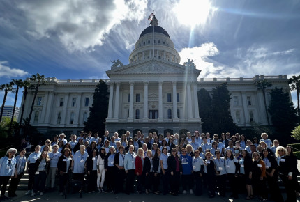 Scores of ACS CAN volunteers gather in front of the California Capitol