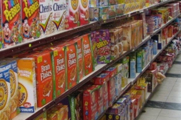 Cereal aisle at grocery store