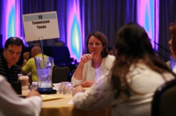 Volunteers at dining table