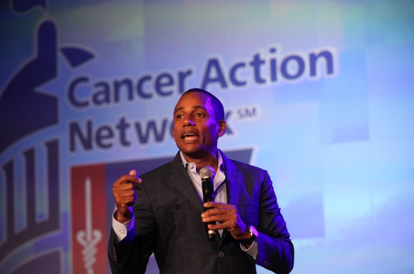 Photo of Hill Harper Speaking at ACS CAN Leadership Summit and Lobby Day event