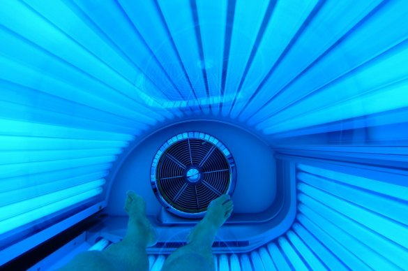 Person in tanning bed