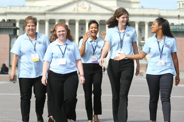 Five volunteers leaving the Capitol