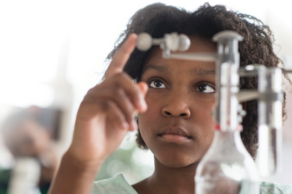 Female student in chemistry class