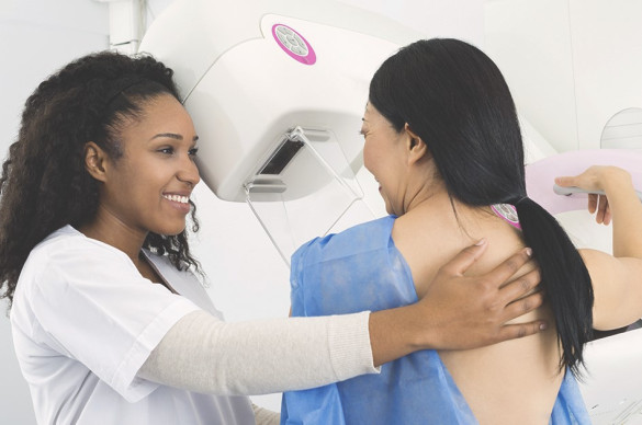 Woman receiving a mammography 