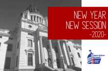 Get Involved with ACS CAN SD New Year New Session 2020 with photo of the South Dakota State Capitol