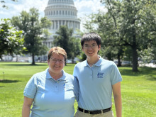 matthew high school volunteer with fellow acs can volunteer in front of US Capitol