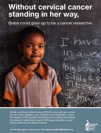 Without cervical cancer standing in her way, Grace could become a cancer researcher. 