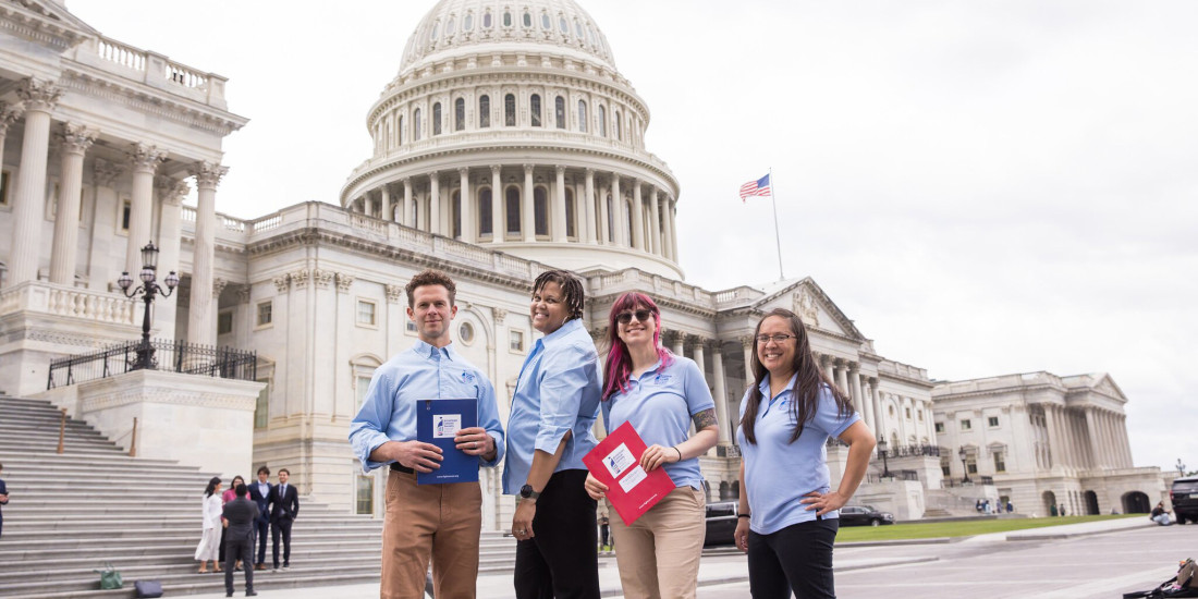 ACS CAN Volunteers in blue shirts on the Hill