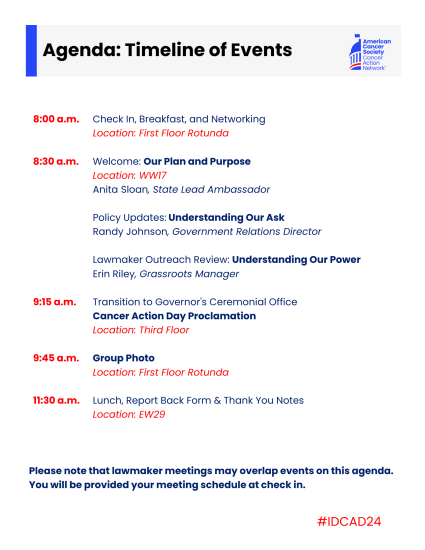 Idaho 2024 Cancer Action Day Agenda