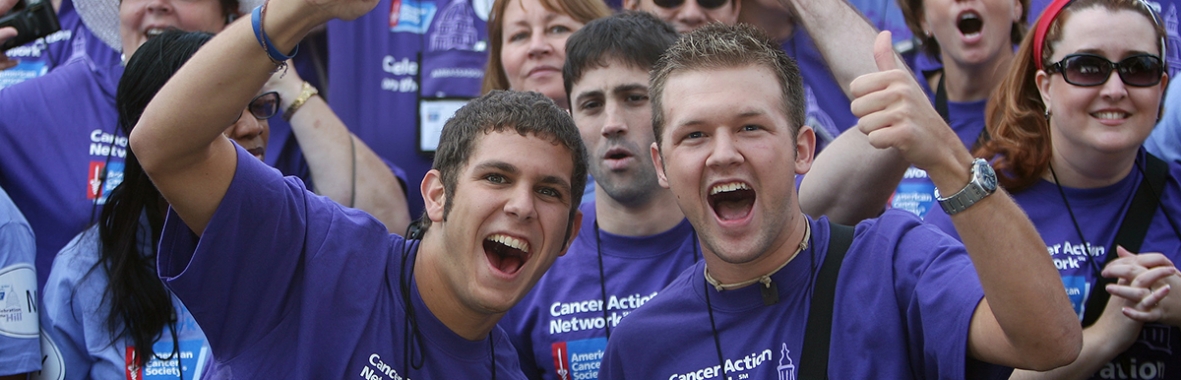 Photo of Colleges Against Cancer Volunteers at a Rally