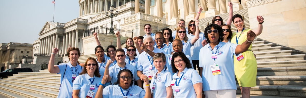Photo of Volunteers at the United States capitol participating in the annual Lobby Day.
