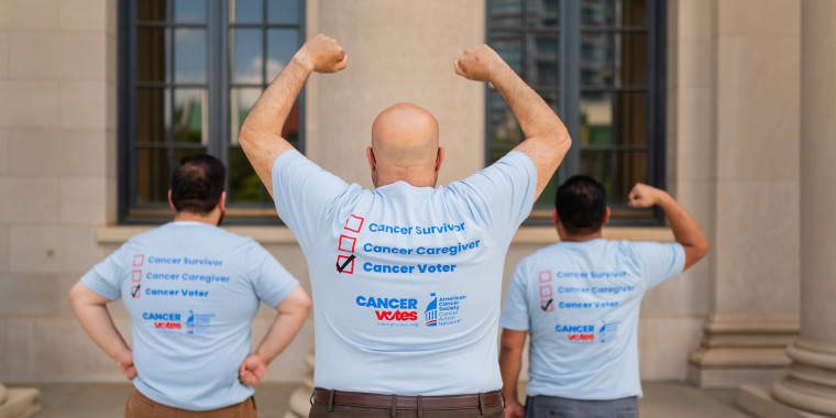 Cancer Votes back of shirt poses