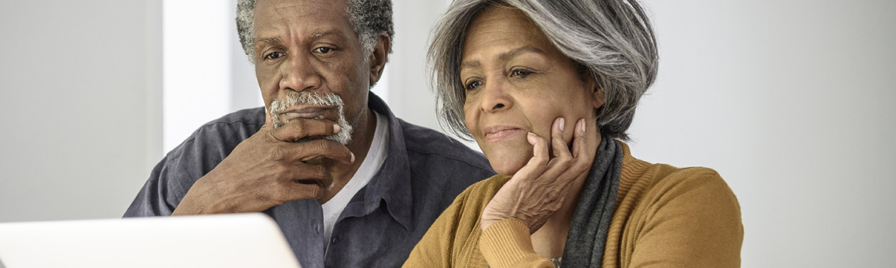 Couple looking at a computer