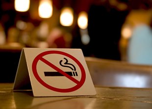 Photo of smoke-free sign on a restaurant table